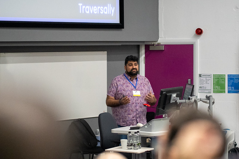 Dr. Phininder Balaghan speaking at DrupalCamp England